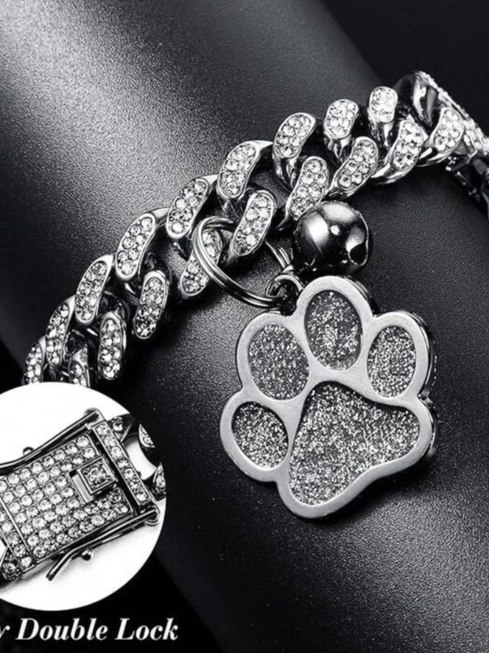 Unk Silver Glitter Paw Charm Cat Bracelet